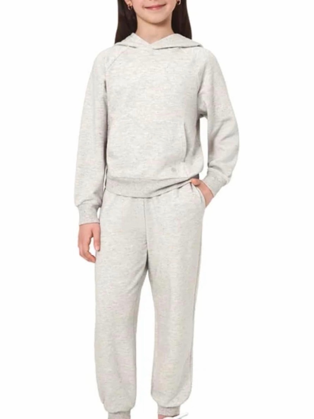 Girls' Light Gray Hoodie & Jogger Set